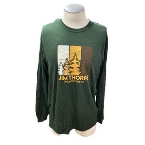 Blue 84 T Shirt Mens Large Green Long Sleeves Jim Thorpe Pennsylvania